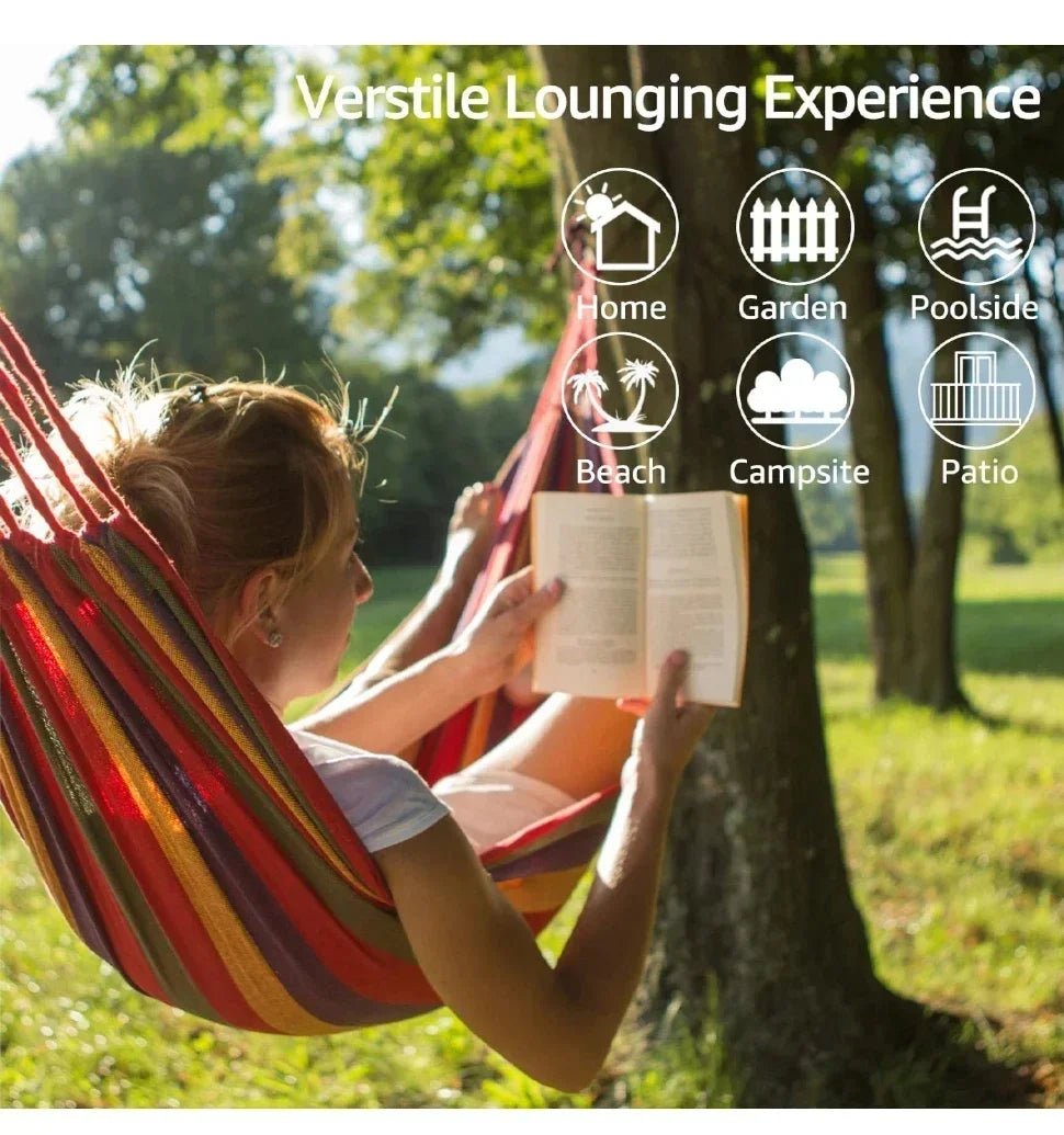 Outdoor camping hammock double thick swing lounge travel portable lightweight - silverfoxgoods